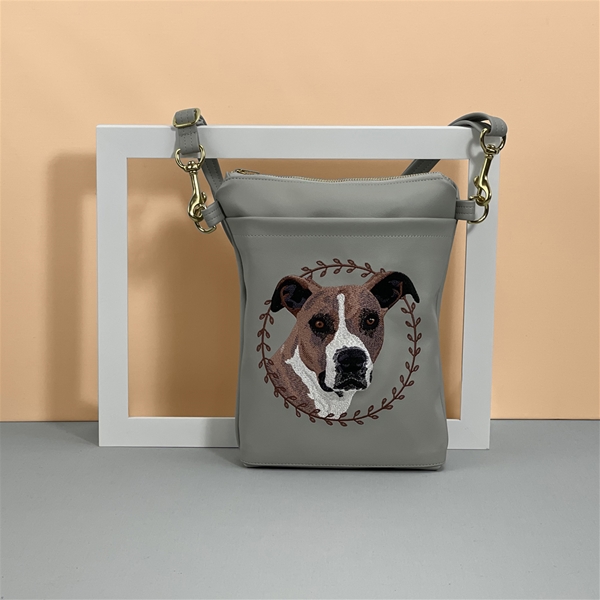 Dog Portrait Crossbody Grey